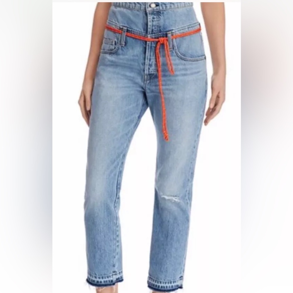 Hudson JESSI BOYFRIEND JEANS Distressed HIGH WAIST Released HEM Size 25